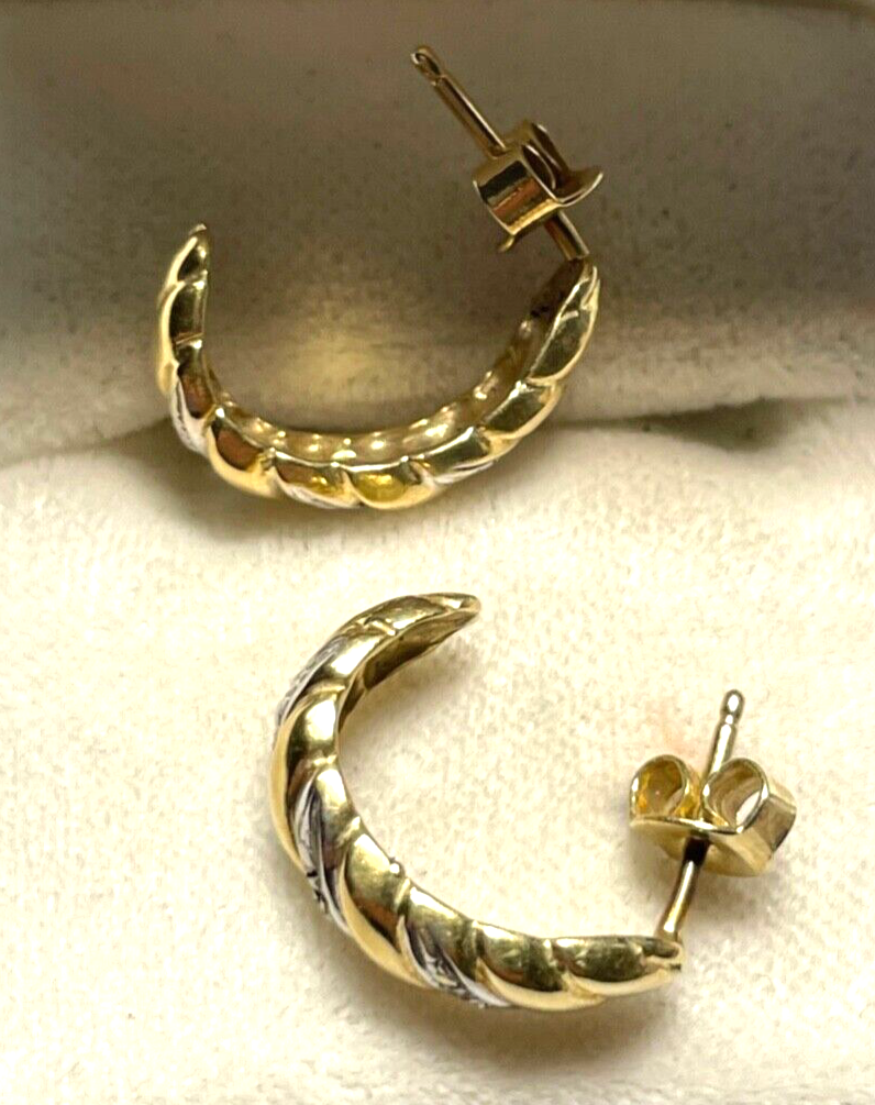 585 Gold 14 K Ohrringe Halbcreolen Ohrstecker 4x Diamant L 16 B 5,5 mm Juwelier3
