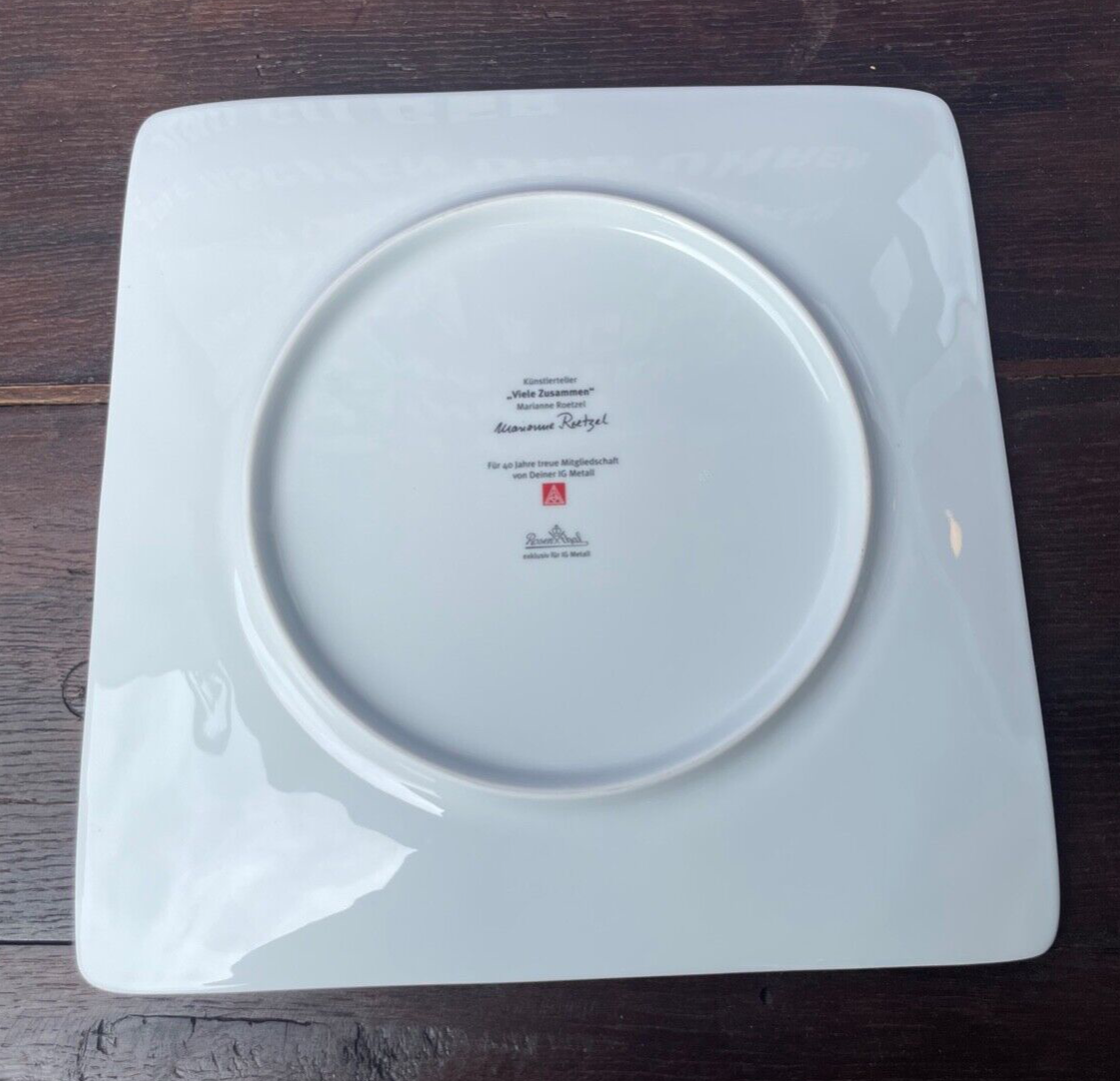 Rosenthal für IG Metall Künstlerteller Marianne Roetzel „Viele Zusammen“ 31x31cm5