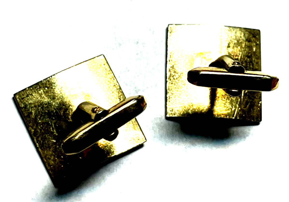 Vintage gepfl. Manschettenknöpfe Reiter Pferdefreund vergoldet 20 x 20 mm2