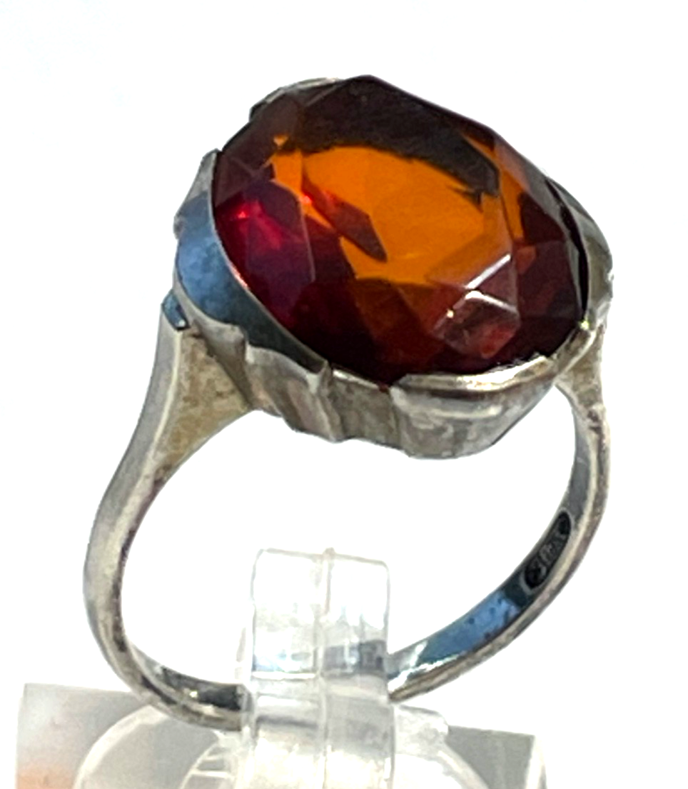 Antik 830 Silber Ring mit Bernstein geschliffen facettiert 30er J RG 53 Ø 16,8mm10