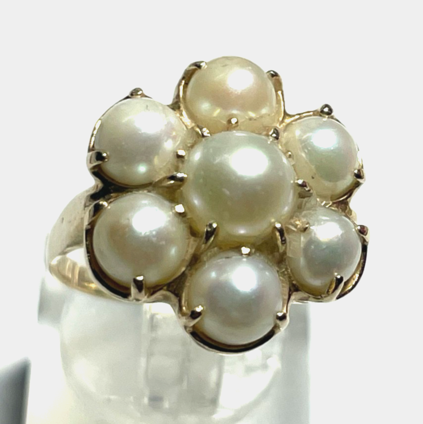 Antik 585 Gold 14 K Ring 7 Natur PerlenØ 17,2 mm RG 54 solide Juwelier Qualität3