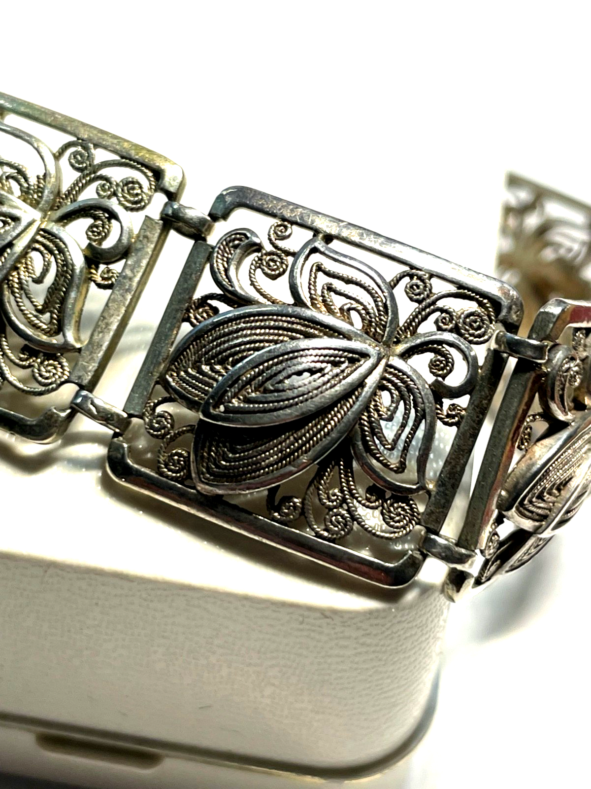 Antik 835 Silber Armband L 20 cm B 20 mm Filigransilber Handarbeit Jugendstil2