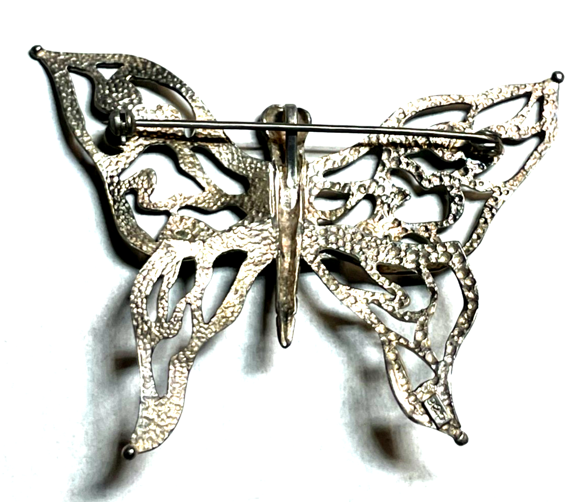 Gr. 925 Sterling Silber Schmetterling Brosche Anhänger mit 9 Türkisen Handarbeit5