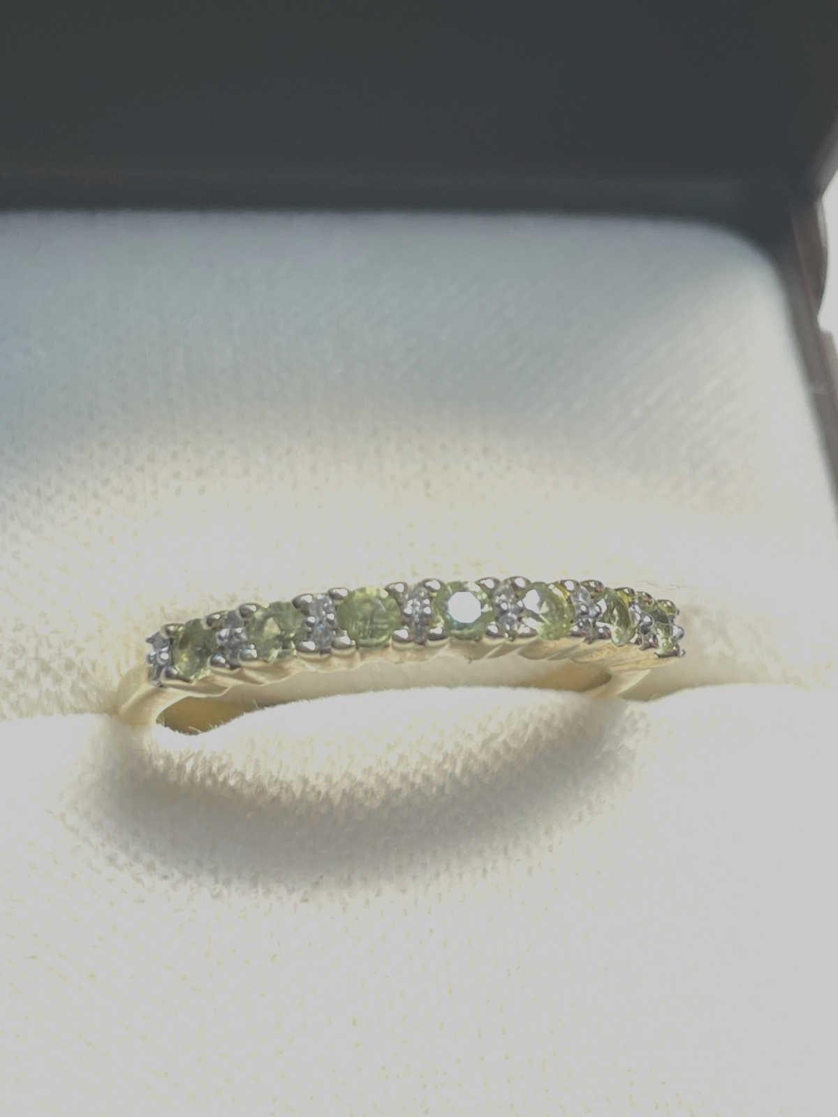585 Gold 14 K Ring Brillanten grüner Padparadscha Saphir  Ø17,8mm RG 56 Juwelier1