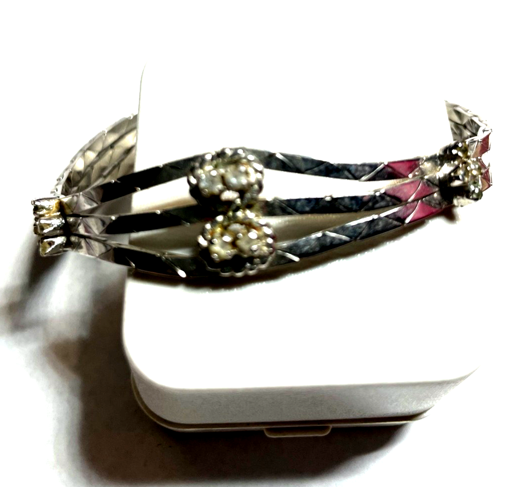 Vintage elegantes 800 Silber Armband mit 12 x Weißtopas L 19 cm B 15 mm15