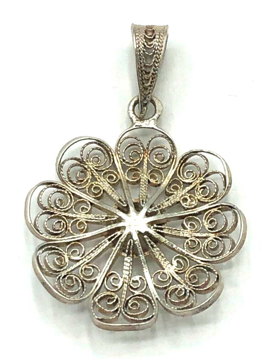 Vintage Filigran Anhänger 800 Silber Blüte Filigransilber Handarbeit Ø 22 mm4