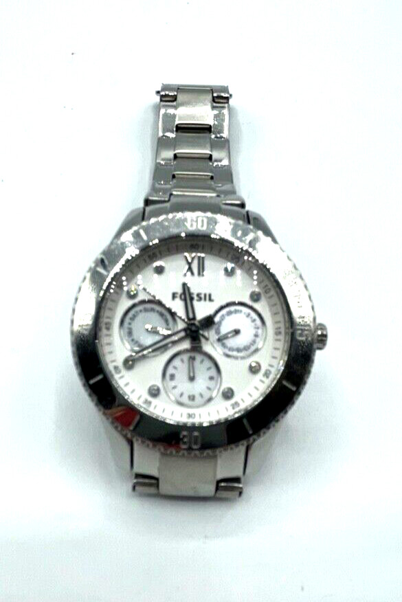 Fossil Edelstahl Armbanduhr unisex tragbar Ø 4 cm braucht neue Batterie gepfl.2
