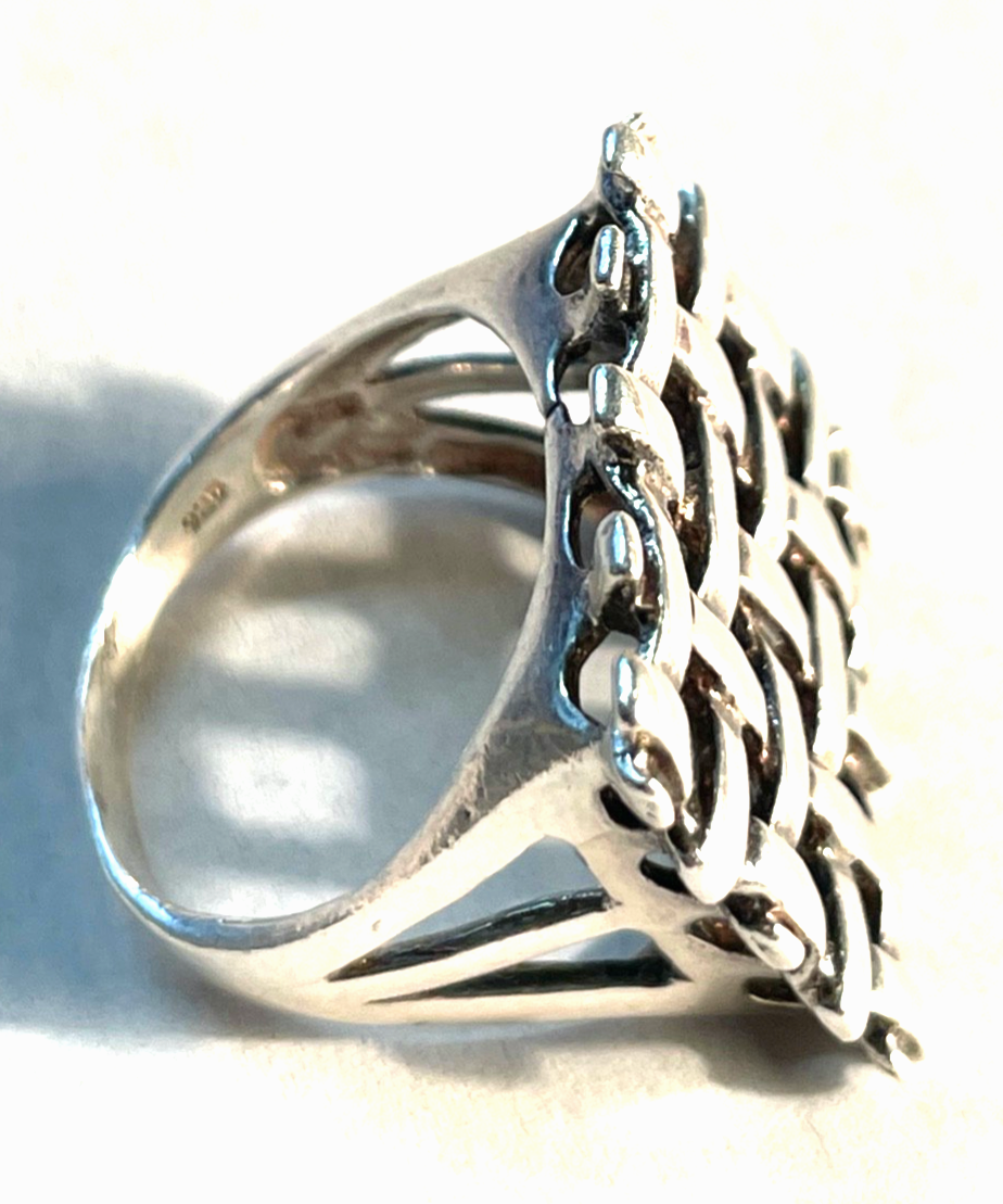 Aparter gr. Design 925 Silber Ring Flechtmuster Ø 18,8 RG 59 gepflegt Juwelier5