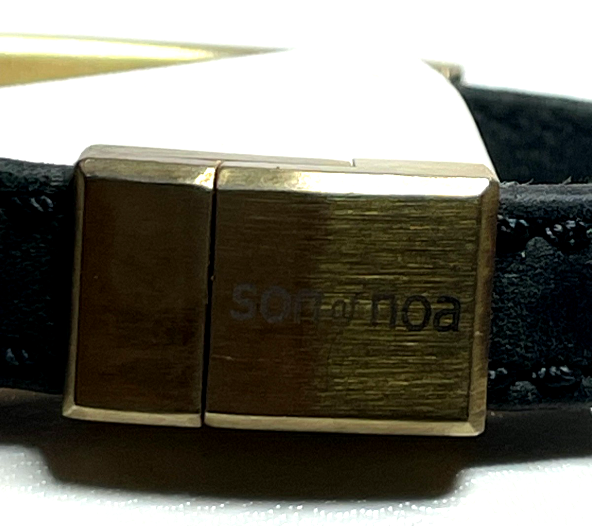 Unisex SON OF NOA solides Lederarmband mit vergoldetem Edelstahl L 20,5 cm gepfl6