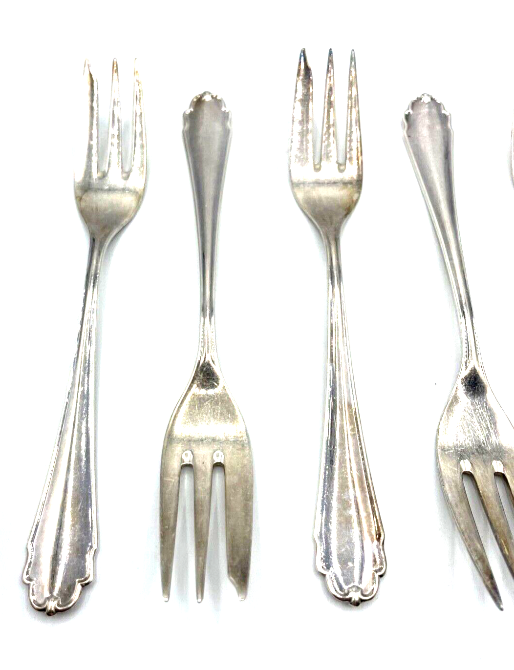 6 x Kuchengabel Bruckmann Liselotte Modell 690 mit 90 Silberauflage gepflegt2