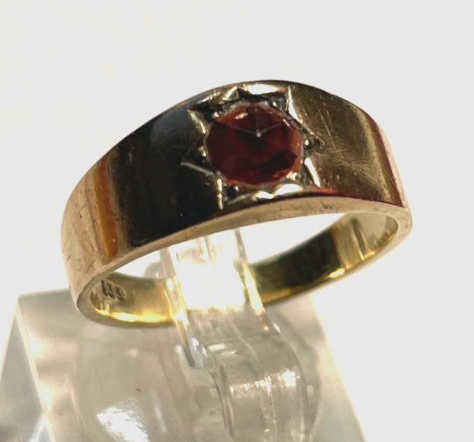 Solider 333 Gold 8 K antik Ring Rotgold Granat RG 54 Ø 17,2 mm massiv Juwelier2