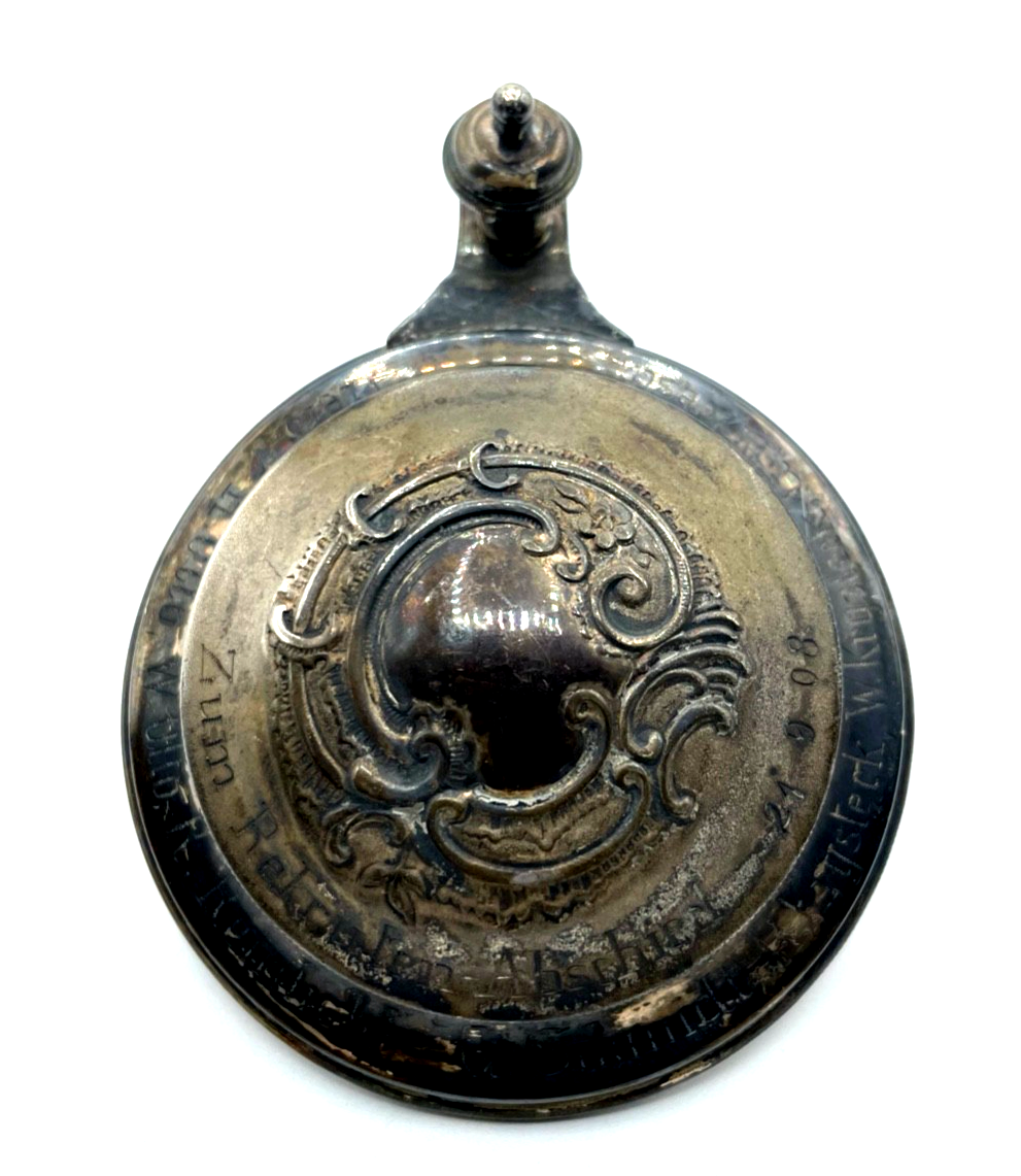 Antik loser echt Silber Deckel für Bierkrug um 1900 zum Rekruten Abschied 19086