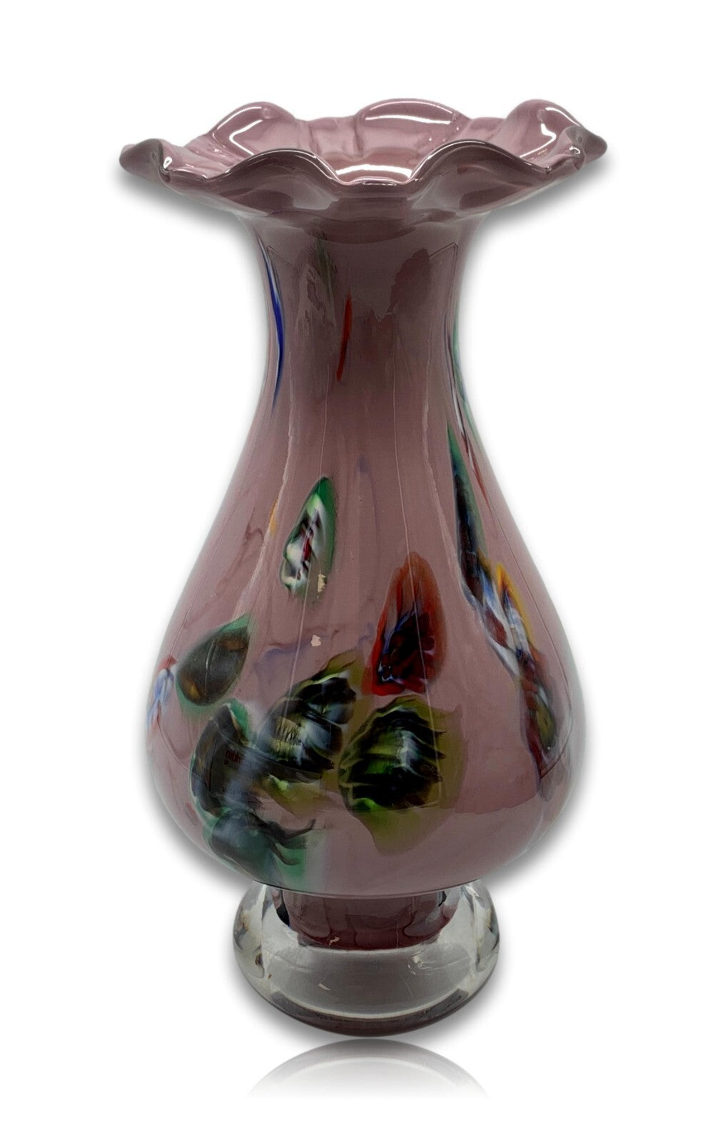Vase Unterfang - Farbeinschmelzungen - Mundgeblasen Handarbeit - Pastell Lila3