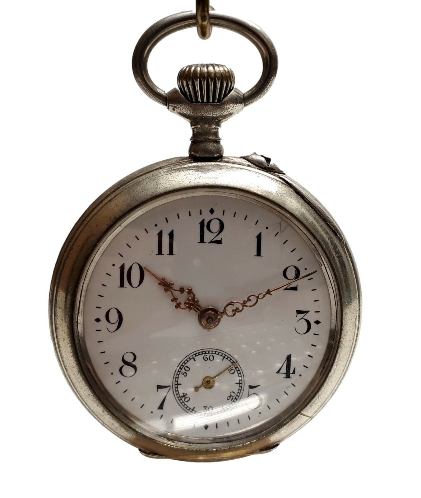 Taschenuhr um 1900 - Emaille Ziffernblatt - Kronen Aufzug - kleine Sekunde 0