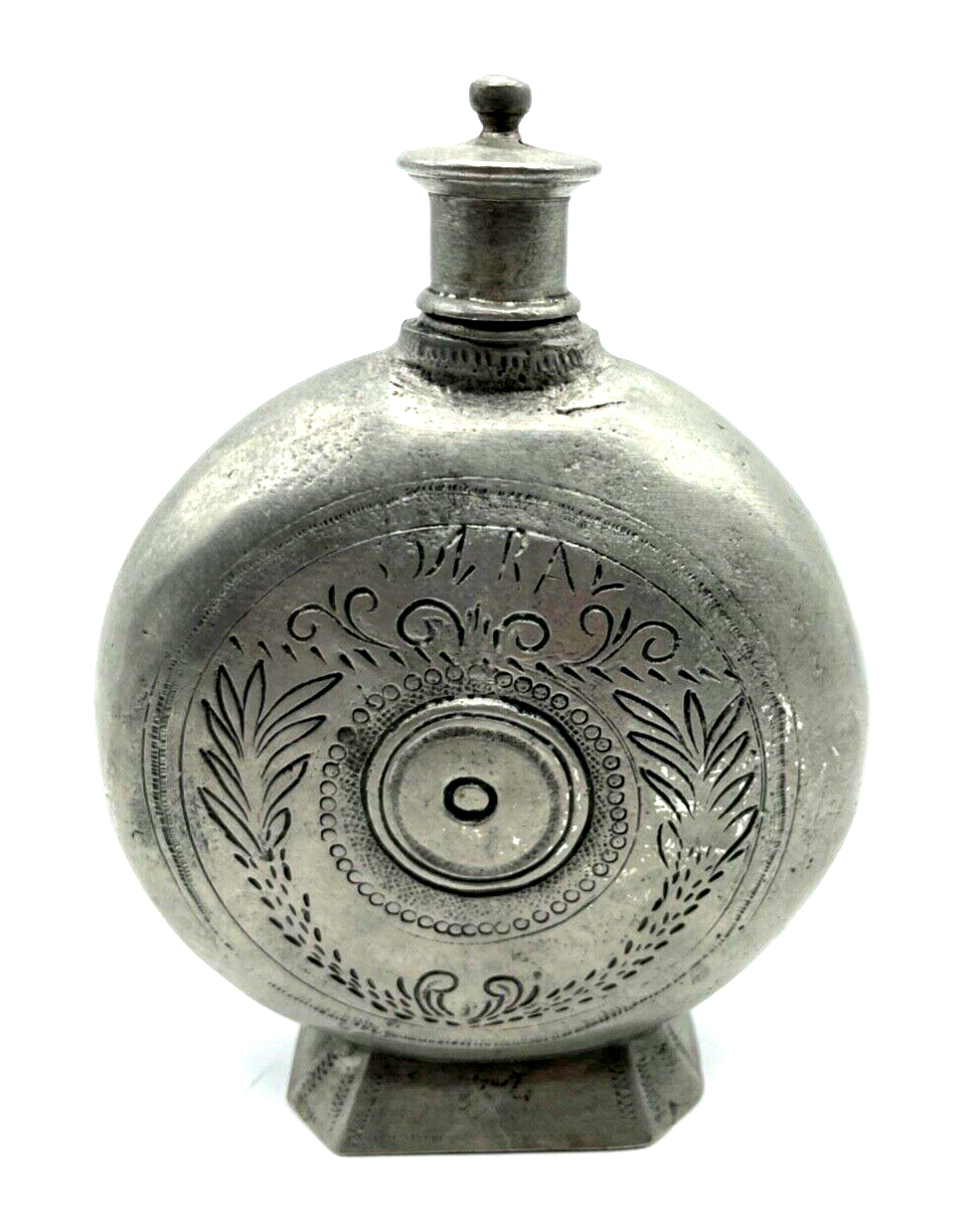Vintage Zinn Flachmann Feldflasche Flasche Repro nach altem Vorbild H 14 cm5