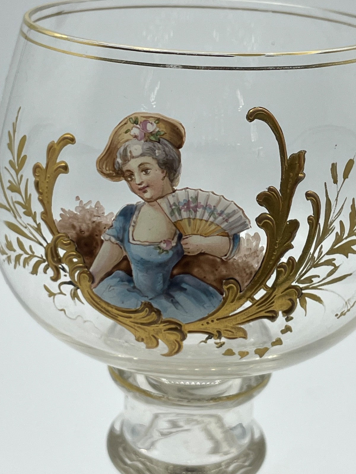 Antik Weinrömer Römer Weinglas handbemalt vor 1900 Historismus 18,2 cm hoch1