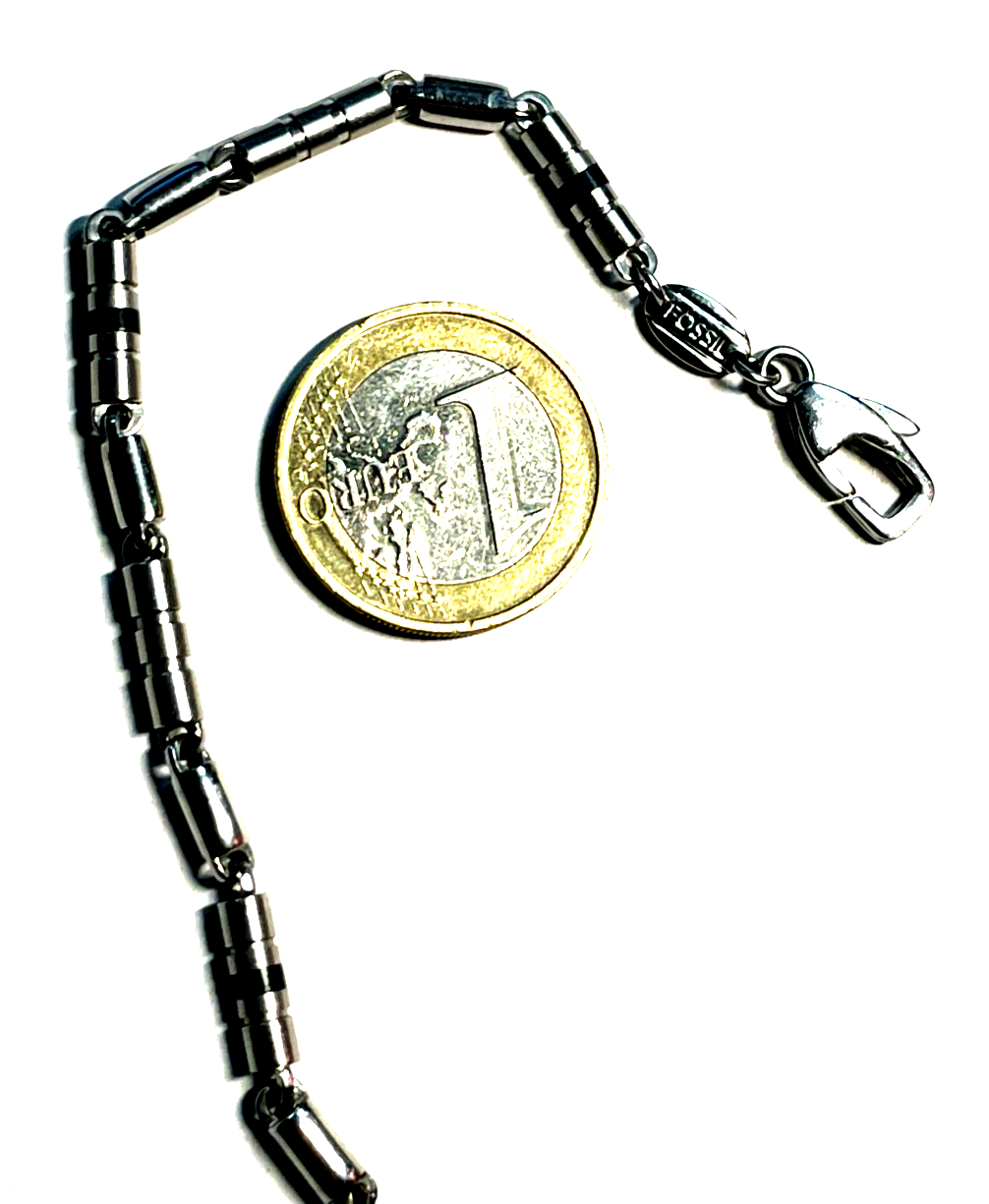 Unisex FOSSIL Edelstahl Kette L 52,5 cm B 3,5 mm Dekor Halskette wie neu6