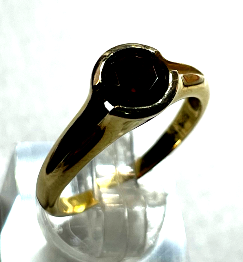 14 K 585 Gold massiver Ring mit Granat Juwelier Ø 18,5 mm RG 58 gepflegt6