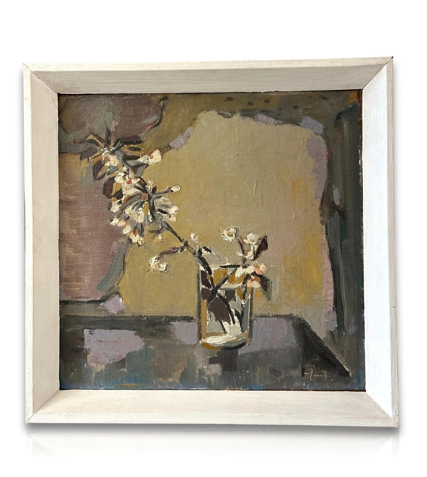 Öl auf Leinwand auf Platte - Stillleben Kirschblüten - Helmut Baumann 1894-19780