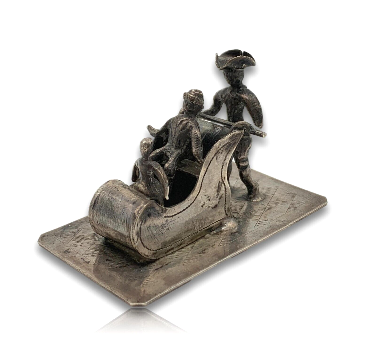 Miniatur Schlitten Schlittenfahrt Silber - Bijkamp Steenwijk Niederlande 19000