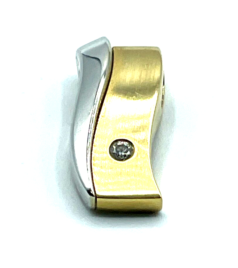 Massiv 750 Gold 18 K Gold Gleiter Schieber Anhänger 0,07 ct Brillant Juwelier9