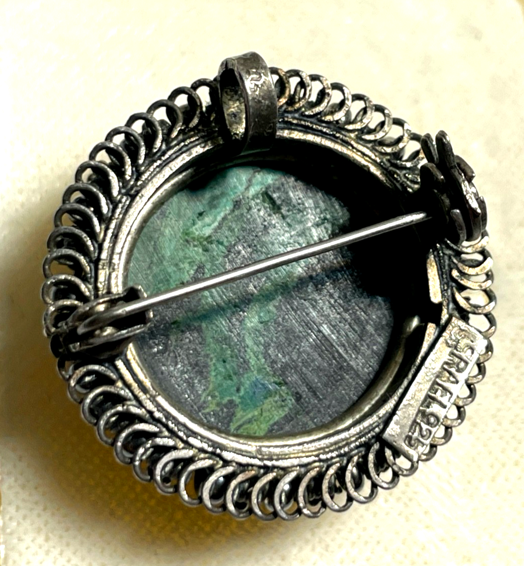 Vintage 925 Sterling Brosche variabler Anhänger mit Eilat Cabochon Handarbeit2