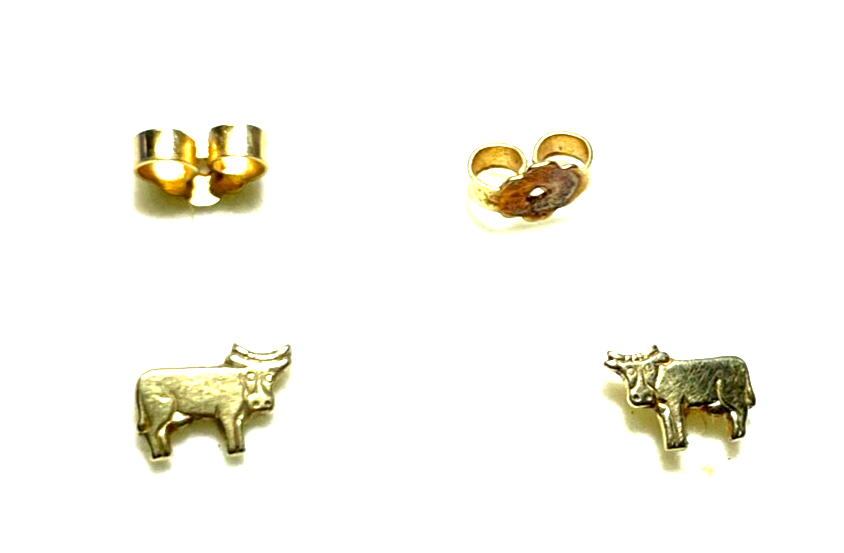 585 Gold 14 K Kinder Ohrstecker Ohrringe modern Kuh Juwelier Qualität gepflegt1