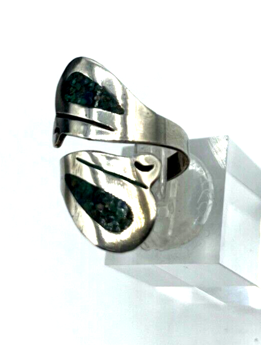 925 Silber Ring Taxco Mexiko Edelstein Mosaik Inlay Ø 17 mm RG 53 Handarbeit6