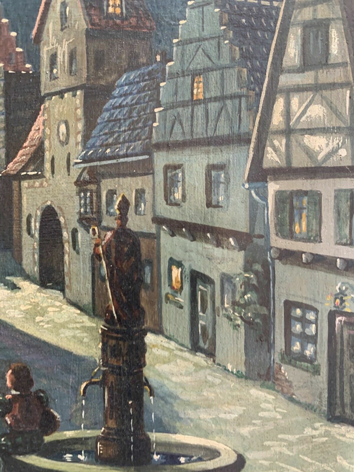 KH Strothmann 1946 - Ölgemälde - Romantischer Szene bei Vollmond - Öl auf Leinen9