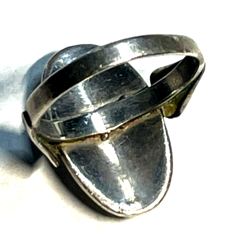 Solider 925 Silber Ring Onyx Cabochon vintage Handarbeit RG 57 Ø 18,1 mm Ethno4