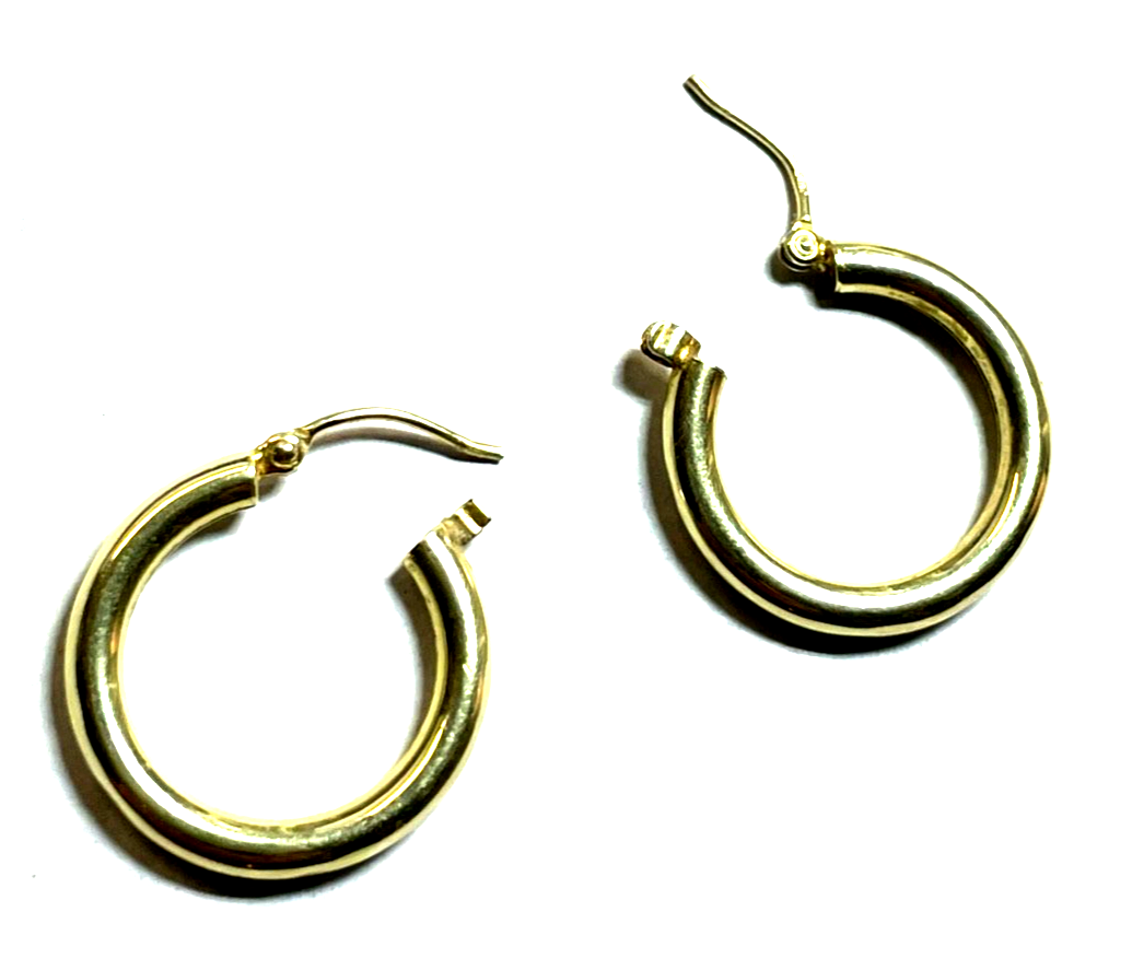 Klassisch 585 Gold 14 K Creolen Ohrringe Ø 22 mm B 3 mm Juwelier sehr gepflegt4
