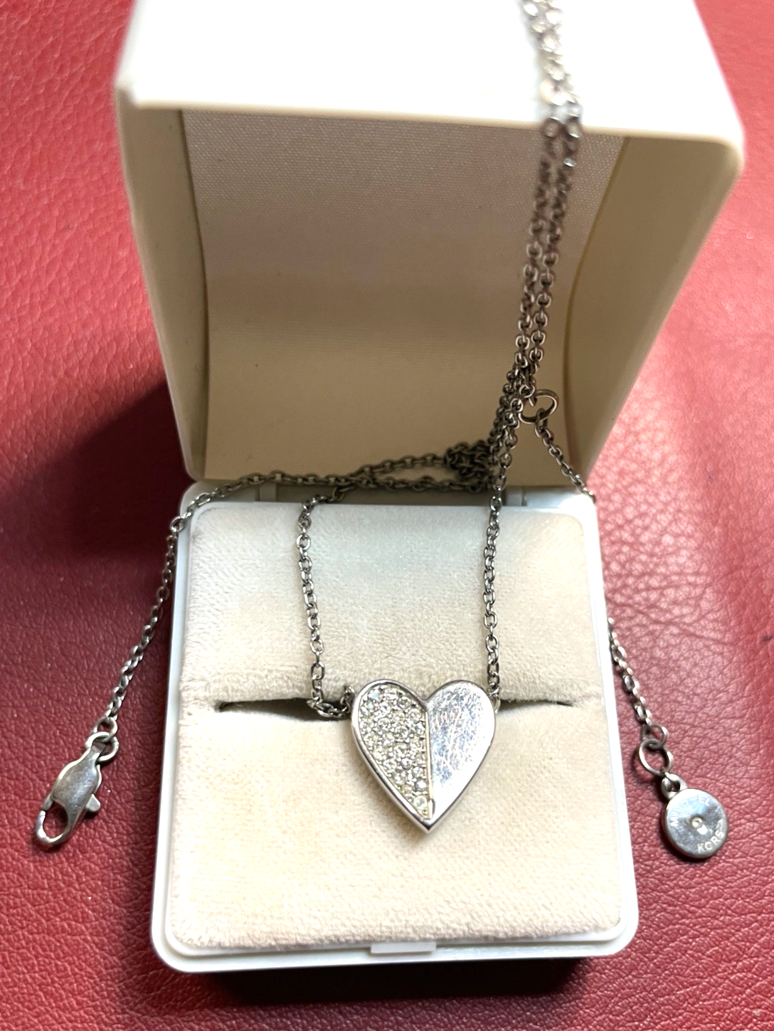 Michael Kors Steel Halskette Edelstahl Herz mit Pavé Zirkonia gebraucht + gepfl.1