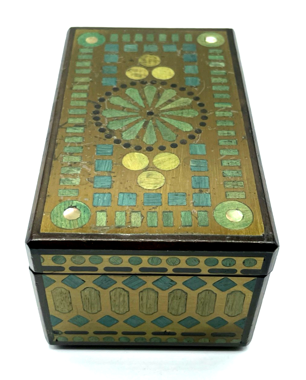 Jugendstil feine Schatulle Holz Truhe mit Intarsien vermutlich Wiener Sezession5