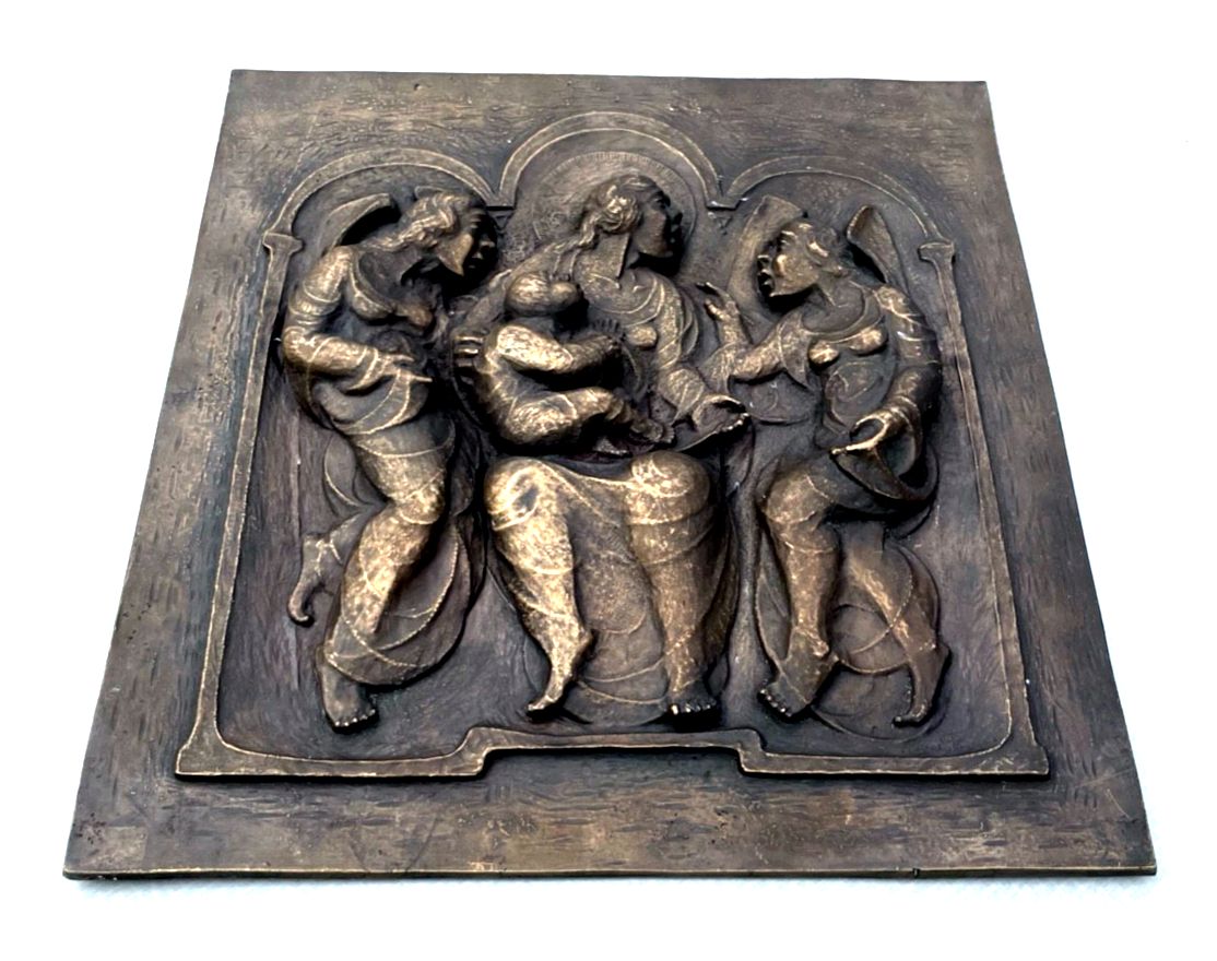 Gr. Künstler Bronze Wandtafel G. Panciano sign. Vatikan Bildhauer 34x32 5,4 KG4