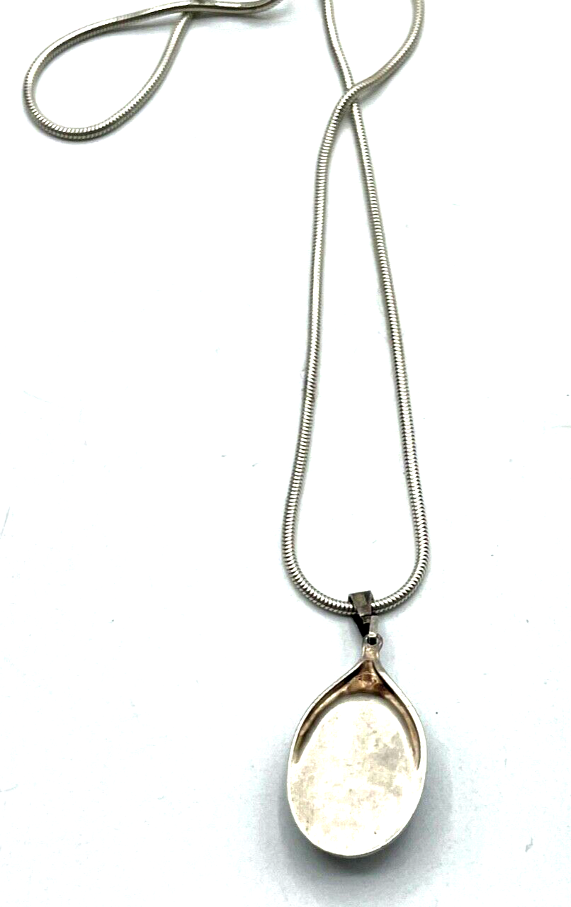 925 Silber Kette Schlangenkette 42,5 cm mit schwarzem Onyx Anhänger L 35 mm gepf5