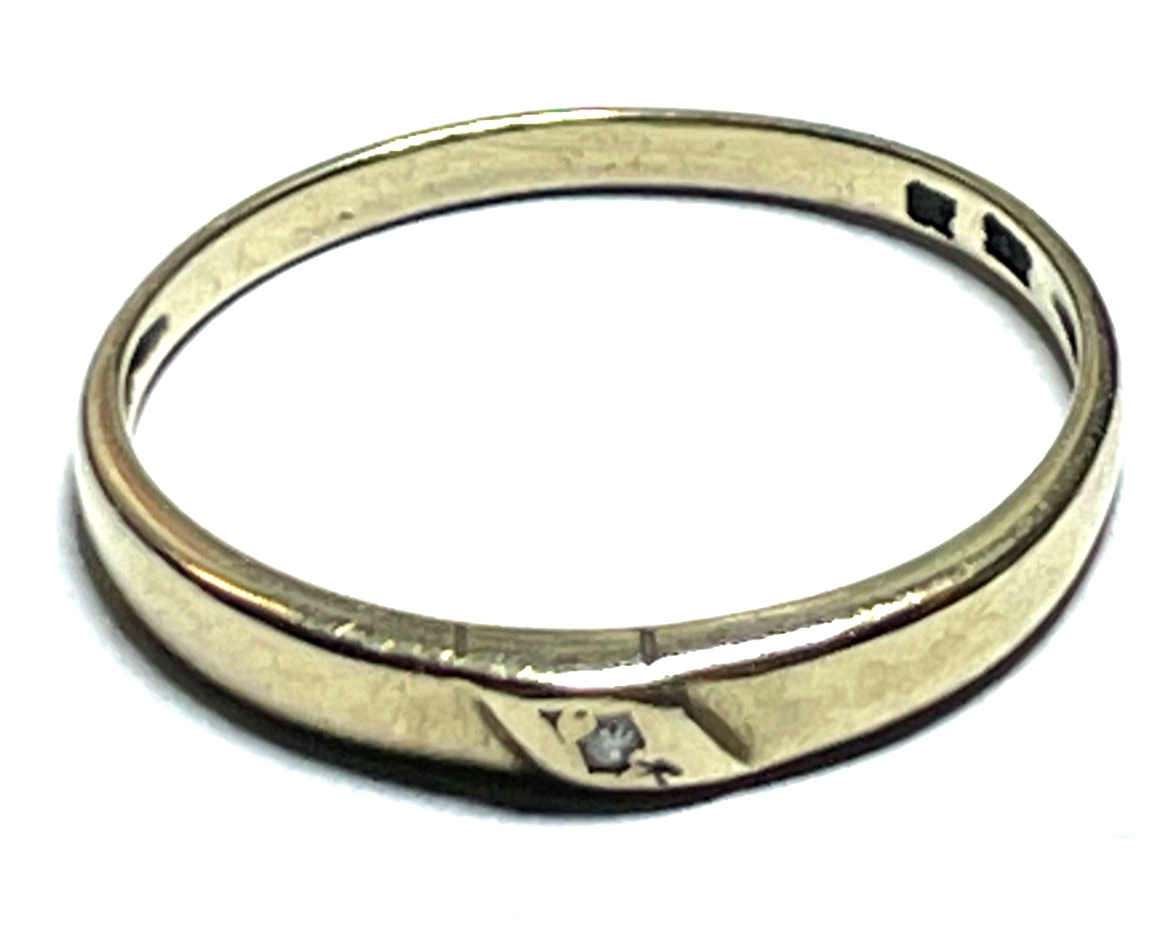 Moderner 333 Gold 8 K Ring kl. Diamant Ø 18 mm RG 57 Juwelier gebraucht gepflegt0
