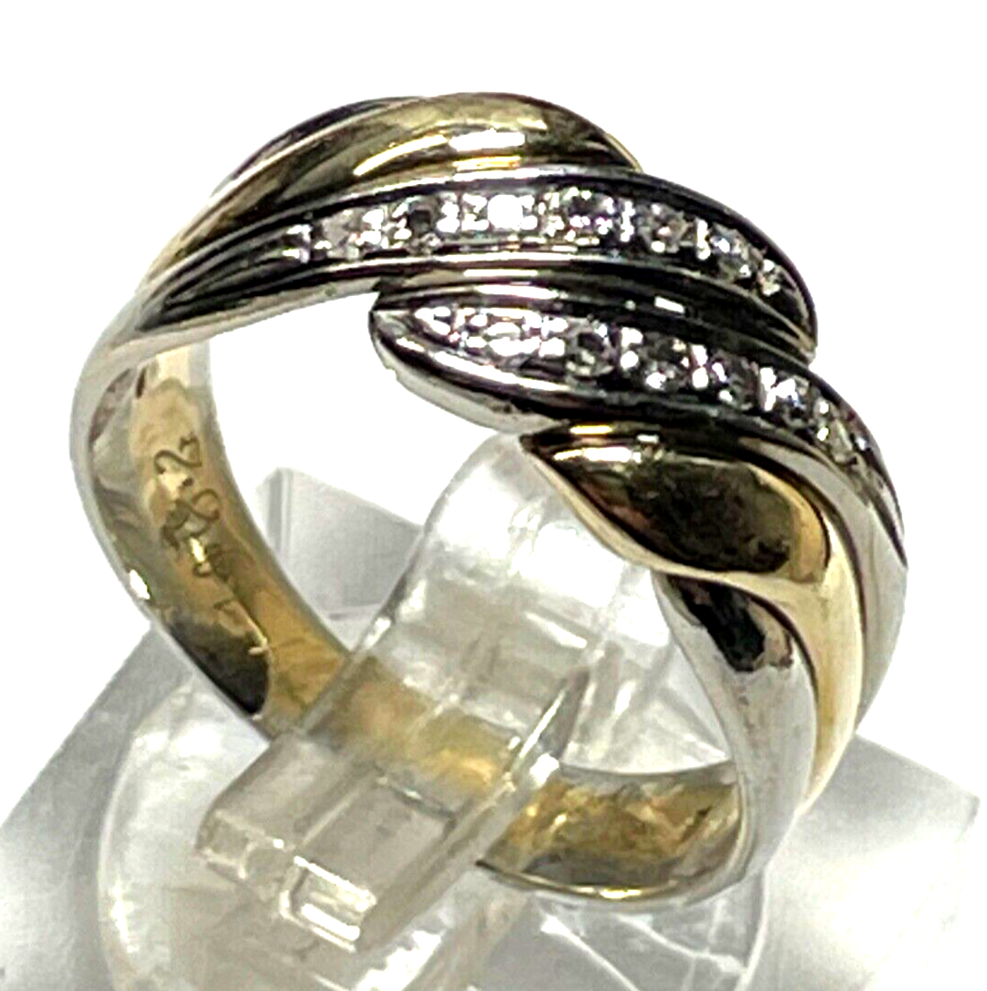 Solider aparter 585 Gold 14 K bicolor Ring 12 Diamanten Juwelier RG 53 4,27 Gr.2