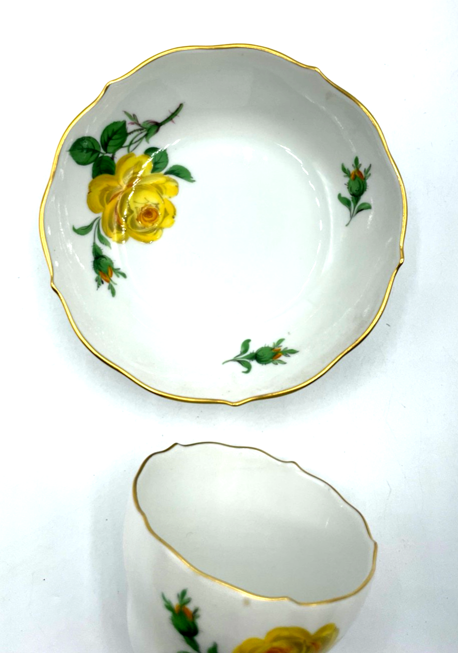 Meissen Porzellan gelbe Rose kleine Tasse + Unterteller Sammeltasse I. Wahl4