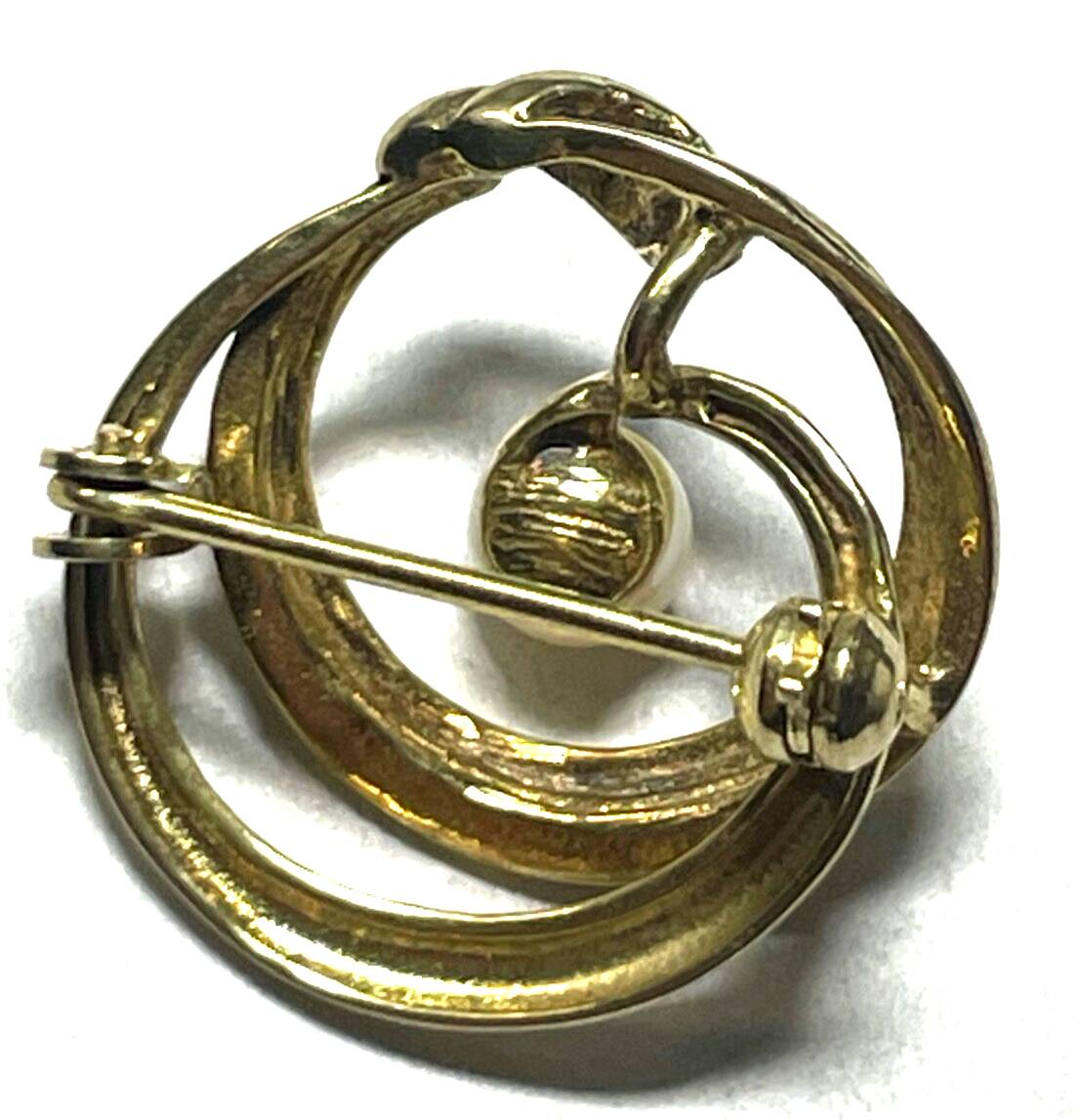 333 Gold 8 K Gelbgold runde klassische Brosche Anstecknadel mit Akoya Perle8