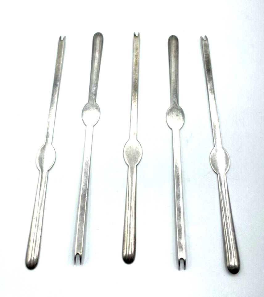 5 Stück vintage versilberte WMF Hummergabel Hummerstifte Krebsbesteck gepflegt4