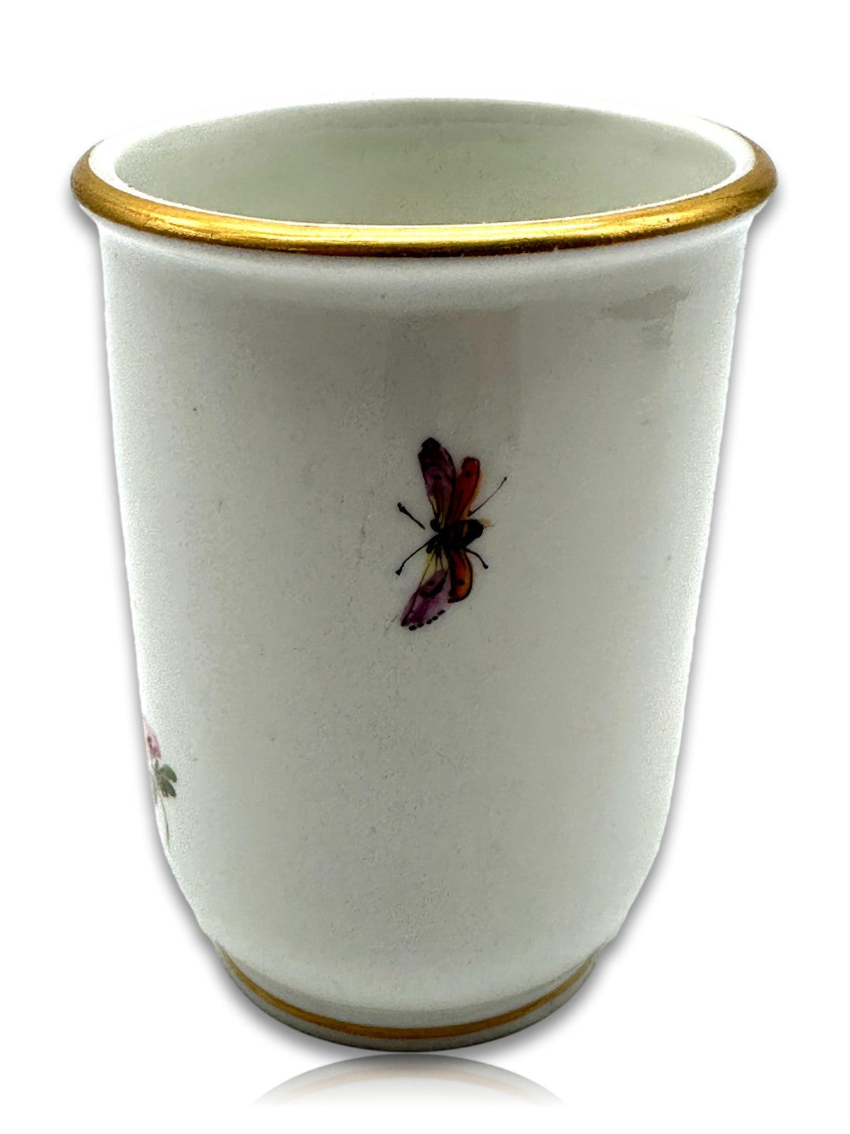 Meissen Vase um 1900 – handbemalt - Blumen & Schmetterling - Goldstaffage2