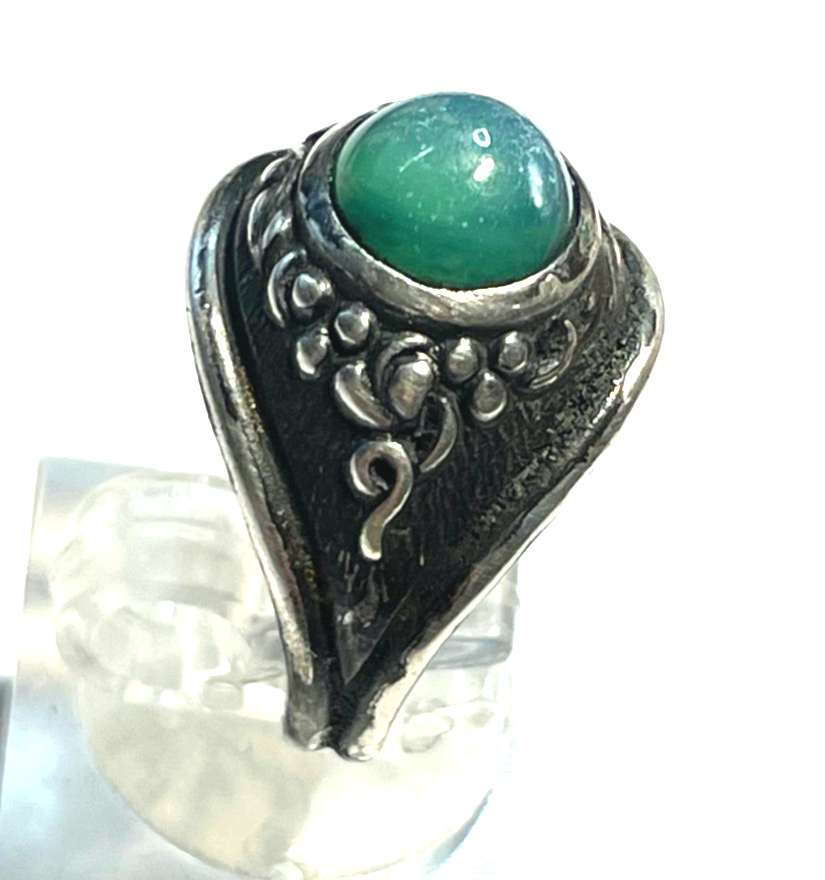 Antik 835 Silber Ring Chrysopras Cabochon RG 54 Ø 17 mm solide Qualität1