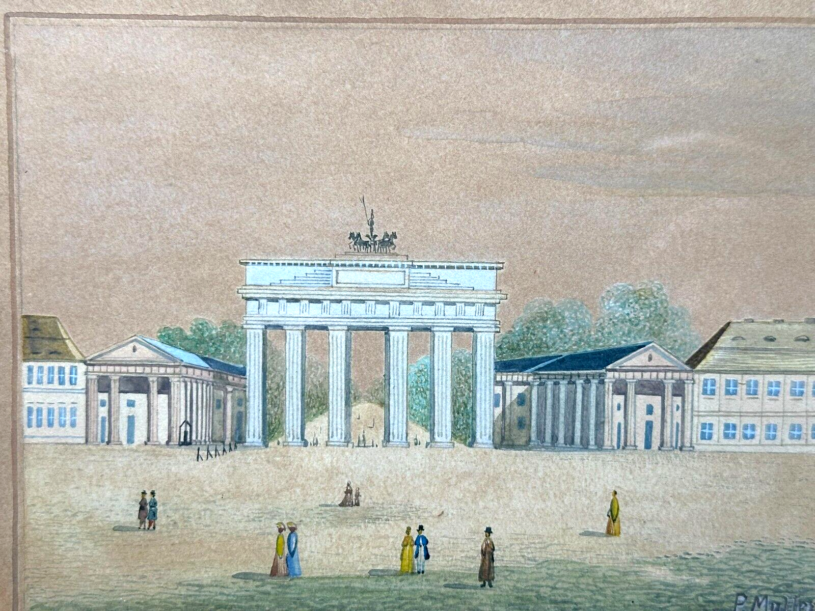 Aquarell auf Papier - P. Müller - Berlin Brandenburger Tor - Sign. gerahmt1