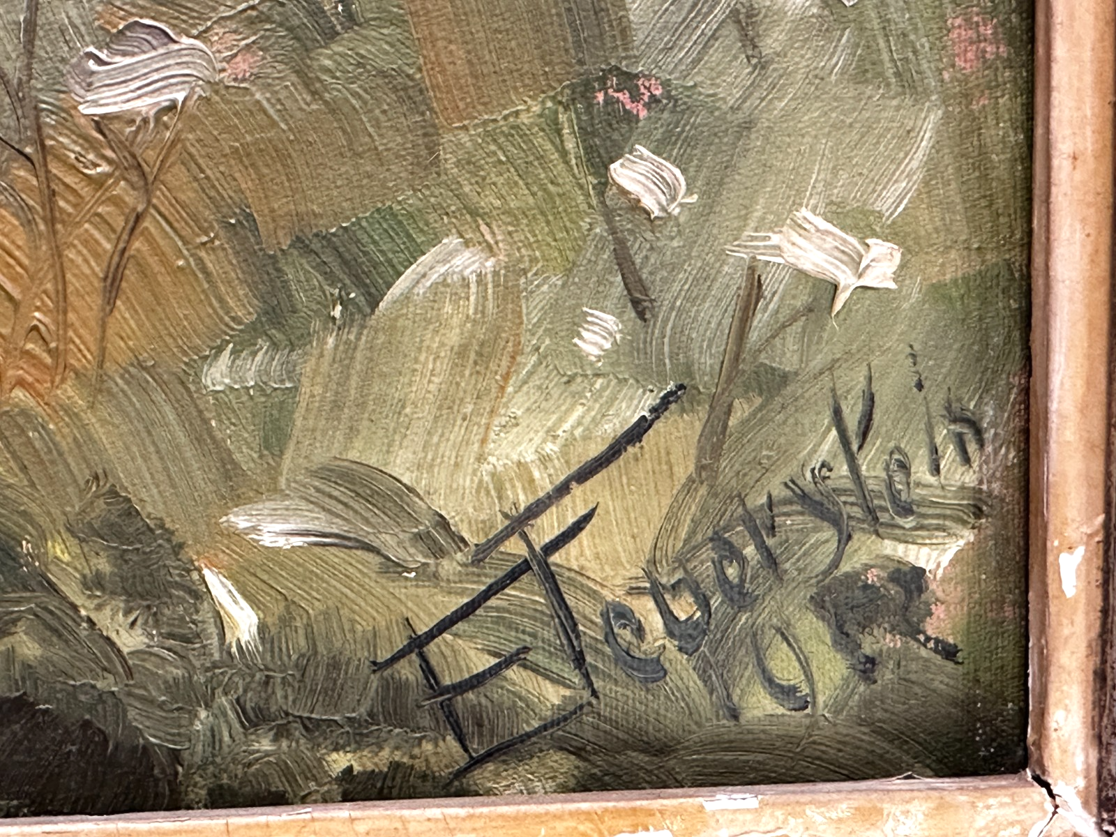 Ernst Feuerstein 1903–1960 Bauernhof an der Zugspitze  Öl auf Masonit - signiert12