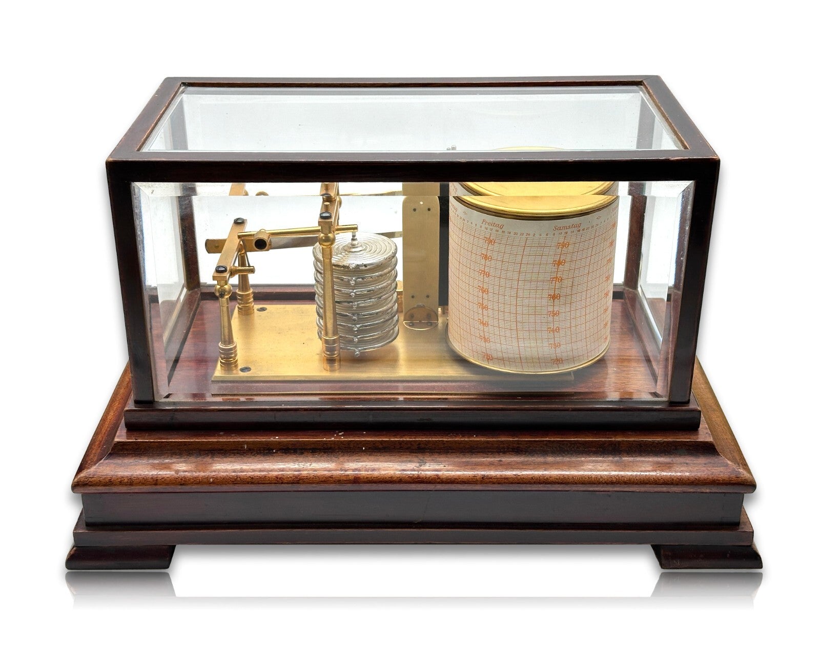 Barograph - C. Erbe Tübingen - Luftdruckmesser um 1900 - facettiertes Glas6