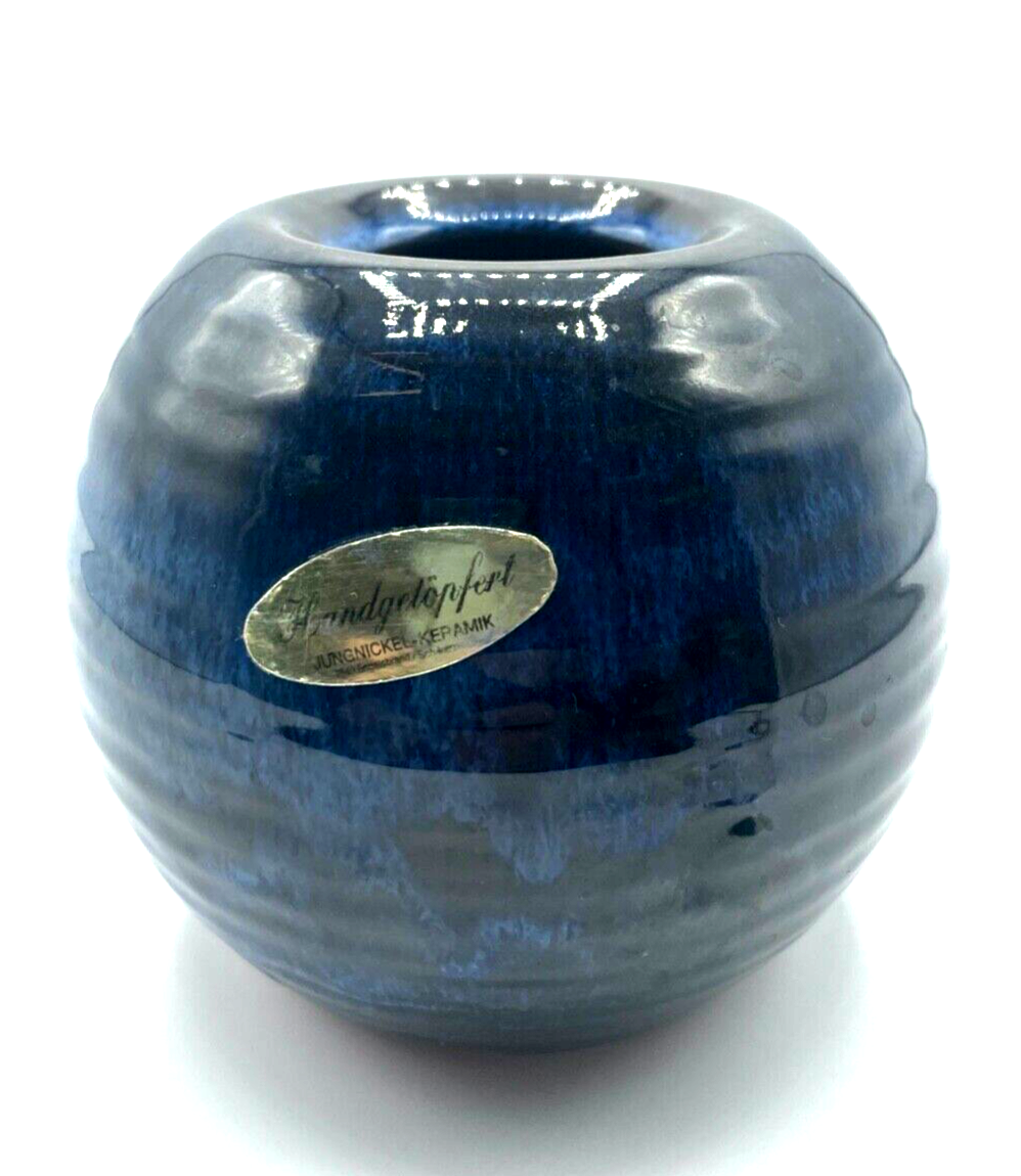 Vintage Jungnickel Keramik Vase blau Handgetöpfert Schwarzwald Kunsthandwerk5
