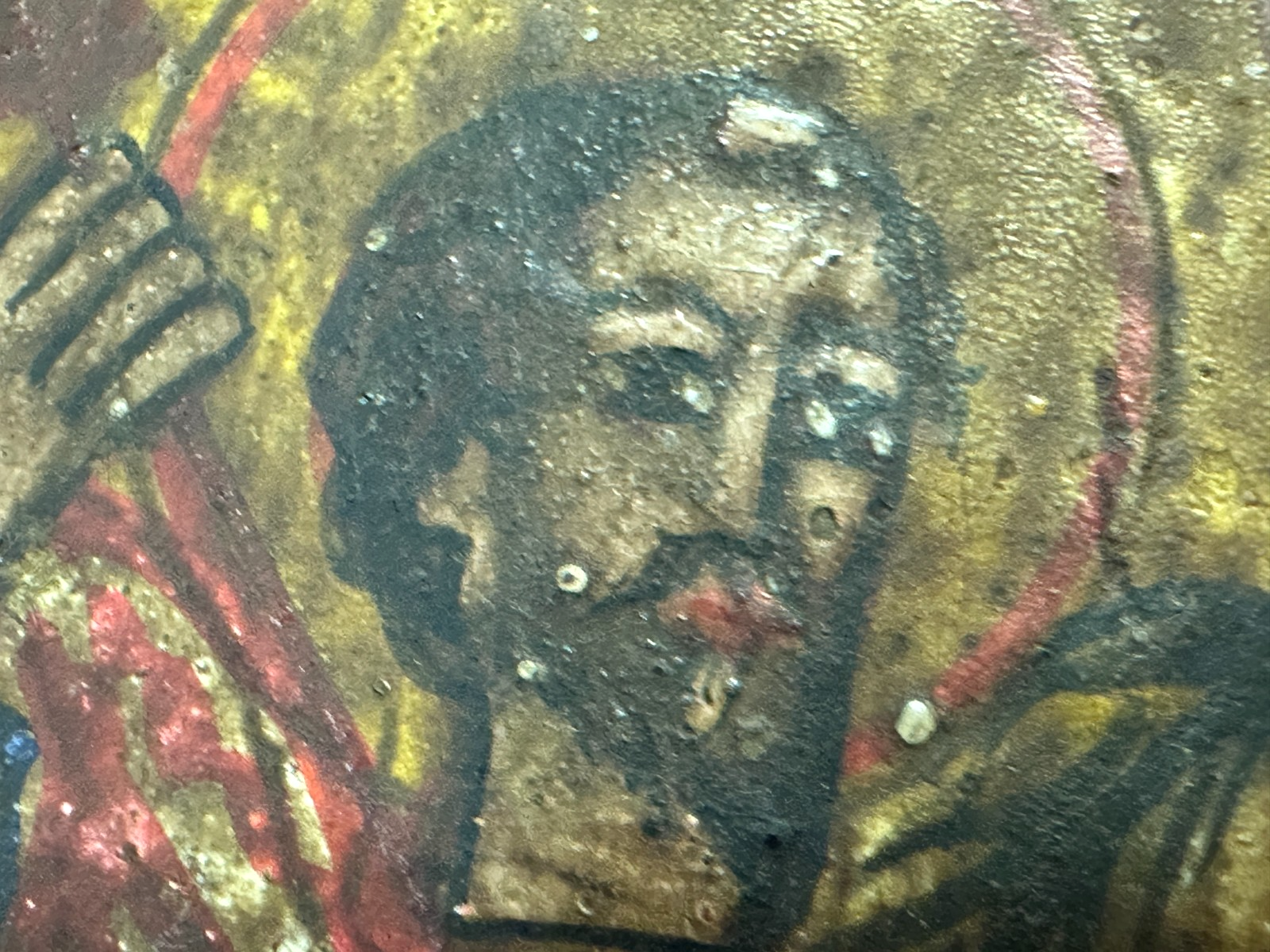 Alte Ikone um 1800 – Deësis mit Hl. Theodor & Johannes – Rumänien Tempera & Gold10