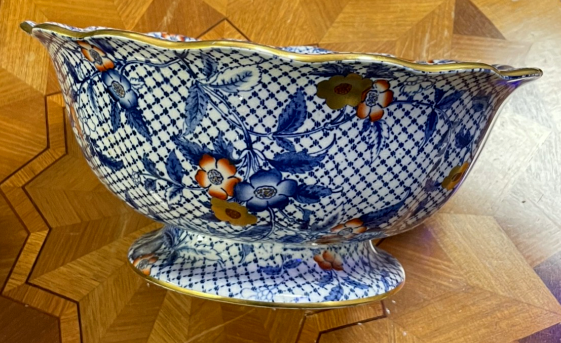 Gr. antik Minton England Keramik Fayence Schale Fußschale im Topzustand Ø 28,5cm11