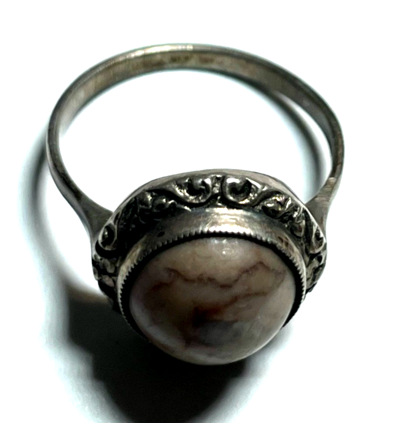 Vintage 800 RW Silber Set Armkette Armband + Ring mit Jaspis 60erJ 70erJ RG 536