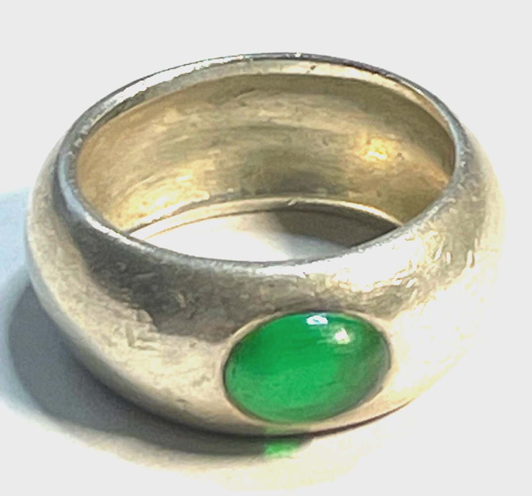 Unisex solider 925 Silber Ring grüner Farbstein Ø 17,5 mm RG 55 Bandring Handarb4